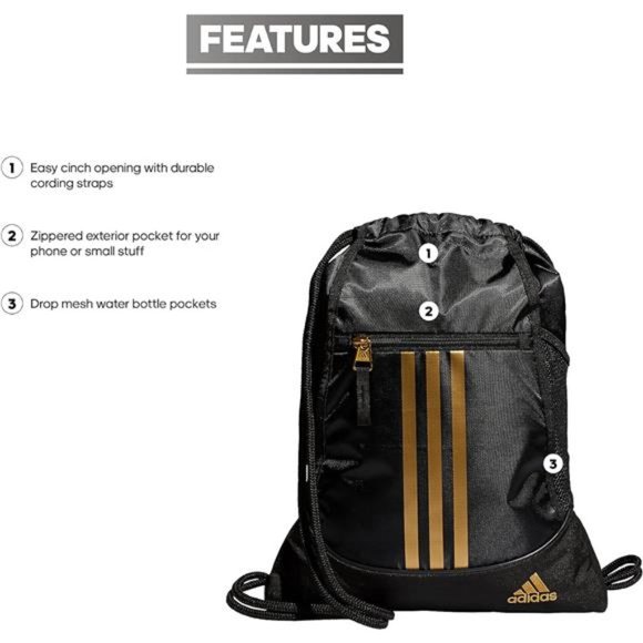 Unisex Alliance 2 Sackpack, Black/Gold Metallic, One Size main image 2
